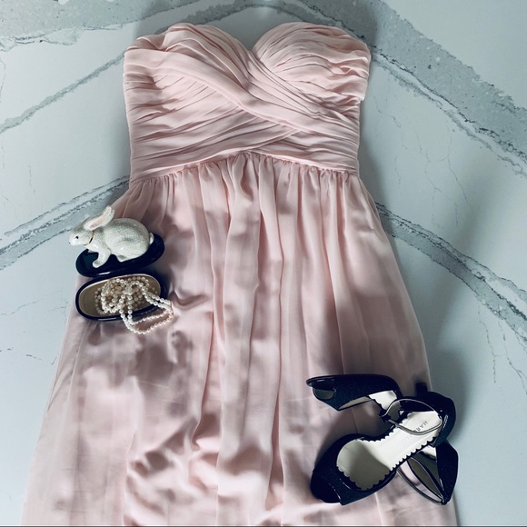 Bill Levkoff Pale Pink Chiffon Strapless Gown 8 - Picture 3 of 6